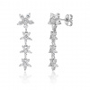 Strieborné visiace náušnice so zirkónové hviezdičky hviezdička so zirkónmi