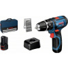 Bosch Professional GSB 12V-15 aku příklepová vrtačka, vč. 2x aku, 06019B690K