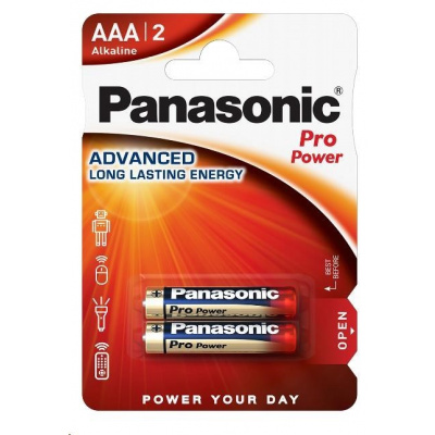 PANASONIC Alkalické baterie Pro Power LR03PPG/2BP AAA 1,5V (Blistr 2ks) 4001,00 Panasonic