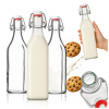 5 x SKLENENÉ FLAŠE ŠTVOREC 1000 ml NA MLIEKO, VODU, ŠŤAVY S KLIPOM, KOROK, MACH