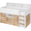 NEJBY Multifunkčná poschodová posteľ DAGOBERT, pravá, biela/dub sonoma