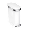 SIMPLEHUMAN Slim 45 l biely - odpadkový kôš z nehrdzavejúcej ocele s pedálom