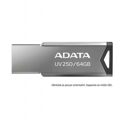 ADATA Flash Disk 128GB UV350, USB 3.2 Dash Drive, tmavě stříbrná textura kov (AUV350-128G-RBK)