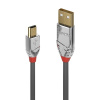 Kábel USB 2.0 A-MINI-B 5pin M/M 1m, High Speed, sivý, Cromo Line, pozl. konektor