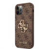 Guess PU 4G Metal Logo zadný kryt pre iPhone 12/12 Pro Brown