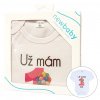 Body s potlačou New Baby Už mám 1 rok ružové - darčekové balenie - 80 (9-12m)
