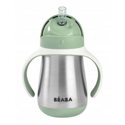 Beaba Fľaša Bidon s dvojitými stenami Stainless Steel Straw Cup Sage Green 250 ml z nehrdzavejúcej ocele zelená