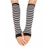 Rukavice - D1 biele dlhé pruhy bez prstov Goth grunge y2k (D1 biele dlhé pruhy bez prstov Goth grunge y2k)