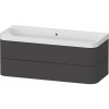 DURAVIT Happy D.2 Plus c-shaped závesná skrinka s nábytkovým umývadlom bez otvoru, 2 zásuvky, 1175 x 490 x 480 mm, grafit super matná, HP4349N80800000