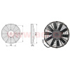 sahara univerzální 12 V, vnější průměr 285 mm, průměr vrtule 255 mm, tloušťka 52 mm, 8,7 A, proud vzduchu 1250 m3/h, výtlak AC 2010