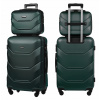 SADA 2v1: STREDNÝ CESTOVNÝ KUFOR M + KOZMETICKÝ KUFRÍK BC ZELENÝ, KOLIESKA A227 ABS