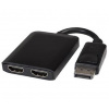 PremiumCord MST adaptér DisplayPort 1.2 - 2x HDMI, rozšíření+zrcadlení+2 obrazy, 4K*2K@60Hz