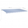 vidaXL Automatická markíza, LED a senzor vetra 6x3,5 m, modrá/biela - Modrá - 70166-59466