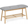 Zeller Čalouněná lavice s policí na boty, bambus + len
