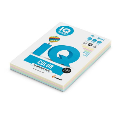 Mondi Farebný papier IQ color 5x50 mix pastelové farby, A4, 80g
