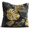Soovi Home Obliečka na vankúš Midnight Jungle – tropický listový vzor v čiernej a zlatej Veľkosť: 40x40 mikrovlákno