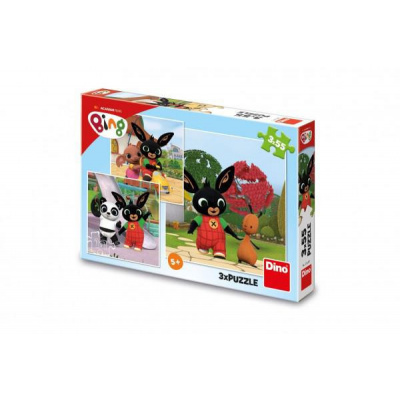 Dino Puzzle 3v1 Zajačik Bing/Bing sa hrá 3x55 dielikov