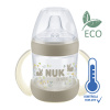 NUK NUK Fľaša dojčenská For Nature na učenie s kontrolou teploty, hnedá 150 ml
