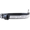 COLLAR Obojok kožený lesklý s kryštálmi, 27-36cm/15mm, čierna