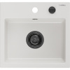 Mexen Milo, granitový drez 435x410x171 mm, 1-komorový, biela s čiernym sifónom, 6505441000-20-B