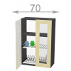 Casarredo Horná vysoká vitrína s odkvapkávačom š.70, v.92, Horizon WD7092G, grafit/betón