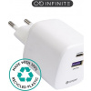eSTUFF INFINITE USB-C Charger, EU, PD 67W GaN.,100 % recyklovaný TPU, bílá