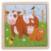 Bigjigs Toys Drevené puzzle Kravička s teliatkom, 16 dielikov