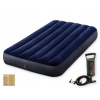 Jeden matrac Intex 191 x 99 x 25 cm odtiene modrej + ručné čerpadlo Intex 68612 (Nafukovacie velor matrac s čerpadlom 191x99)