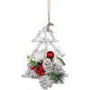 Dekorácia MagicHome Vianoce stromček s čečinou a šiškami závesný 18x6x20 cm