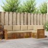 Rohová sofa sada 5 pcs Přirozená a Béžová Masivní akátové dřevo 3374808