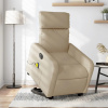 Polohovateľné masážne kreslo s elektrickým ovládaním a funkciou zdvíhania, krémové