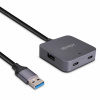 Kábel USB 3.2 Gen 1, A-A M/F 10m, 5Gbps, predlžovací, čierny, aktívny, 4port HUB (2xUSB A, 2xTyp C)
