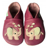 Hopi Hop Kožené capáčky Barefoot Veľ. M (6-12 mes.) Sloník malinová