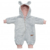 Luxusný detský zimný overal New Baby Teddy bear šedo ružový Sivá 68 (4-6m)