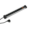 Predlžovačka CONNECTUS, 9xSCHUKO 230V, vypínač, 2m kábel 1.5mm², hliník, čierna
