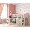 TRS-SPAIN Detská posteľ s písacím stolom pre dievčatá Cascina, antique pink