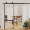 vidaXL Posuvné dvere s kovaním ESG sklo a hliník 76x205 cm - Čierna - 190079-123950