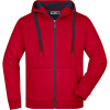 James & Nicholson Mikina Doubleface JN 355 na zip, pánská COT02035587805-red/carbon 2XL Červená/šedá