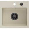 Mexen Milo, granitový drez 435x410x171 mm, 1-komorový, béžová s čiernym sifónom, 6505441000-69-B