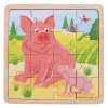 Bigjigs Toys Drevené puzzle Prasa s prasiatkom, 16 dielikov