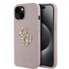 Zadný kryt Guess PU Grained 4G Metal Logo pre iPhone 15 Pink