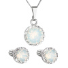 Súprava šperkov s kryštálmi Swarovski náušnice, retiazka a prívesok biele opálové okrúhle 39352.7