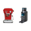 Ascaso Dream PID, Love Red + Rancilio Rocky Doserless, čierna