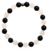 Lesklý čierny achát a ruženín 8mm Obvod zápästia: M 17 cm