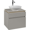 VILLEROY & BOCH Legato závesná skrinka pod umývadlo na dosku (umývadlo v strede), 2 zásuvky, 600 x 500 x 550 mm, Soft Grey, B56800VK