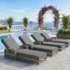 Záhradné kreslo z ratanu s nastaviteľným operadlom, poduškou na sedenie, sivé, 4 ks