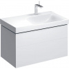Geberit Xeno 2 - Skrinka pod umývadlo 900 mm, s odkladacou plochou, zásuvka s LED svietidlom, lesklá biela 500.516.01.1