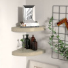 Plávajúce rohové police 2 ks, dubové 25x25x3,8 cm, MDF-ForU-323905
