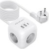 Predlžovacia šnúra 3-zás. - 2m + 3xUSB , kocka s presvetleným vypínačom , Qoltec 52547