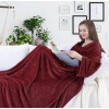 Prikrývka na posteľ - KOC DECOKOVANIE MIKROFIBER 200 x 170 cm odtiene červenej (Vypúšťanie mäkkej prikrývky s rukávmi 170x200)